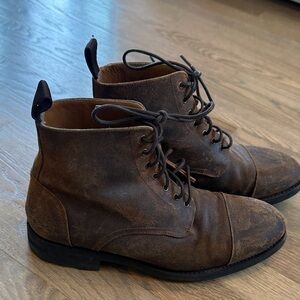 Unisex Taft Made in Spain Brown Distressed Leather Combat boots